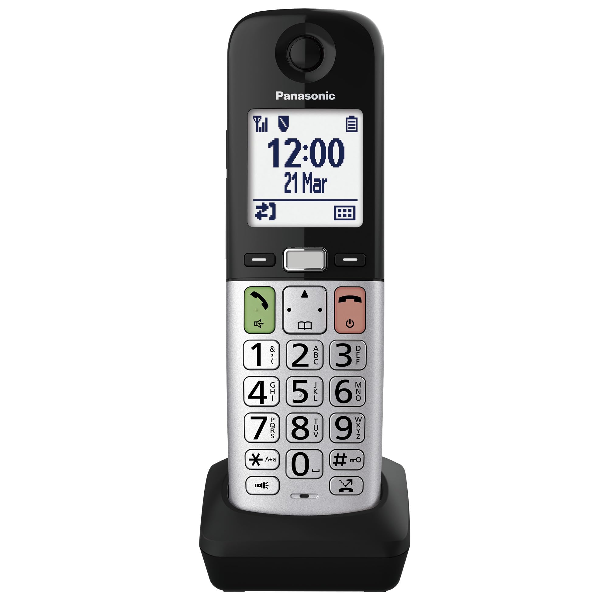 Panasonic KX-TGUA40EXB zusätzliches Mobilteil für Digitale Schnurlostelefone KX-TGU430/KX-TGU410, LCD-Display, FavoritenTaste,extra laut,hörgerätekompatibel, Hauptgerät erforderlich, Schwarz & Silber