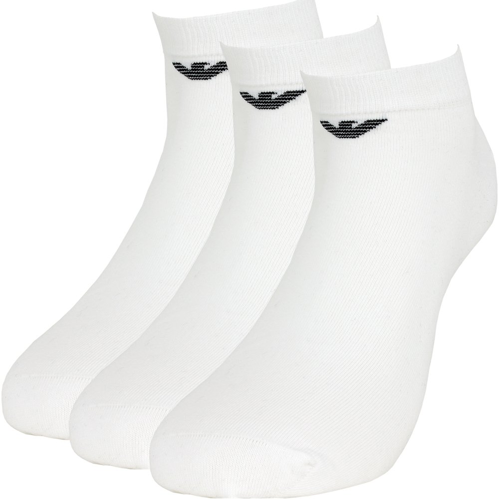 Emporio Armani Underwear Men's 3-Pack In-Shoe Socks With Jacquard Eagle 3-Pack In-Shoe Socks, White, L/XL