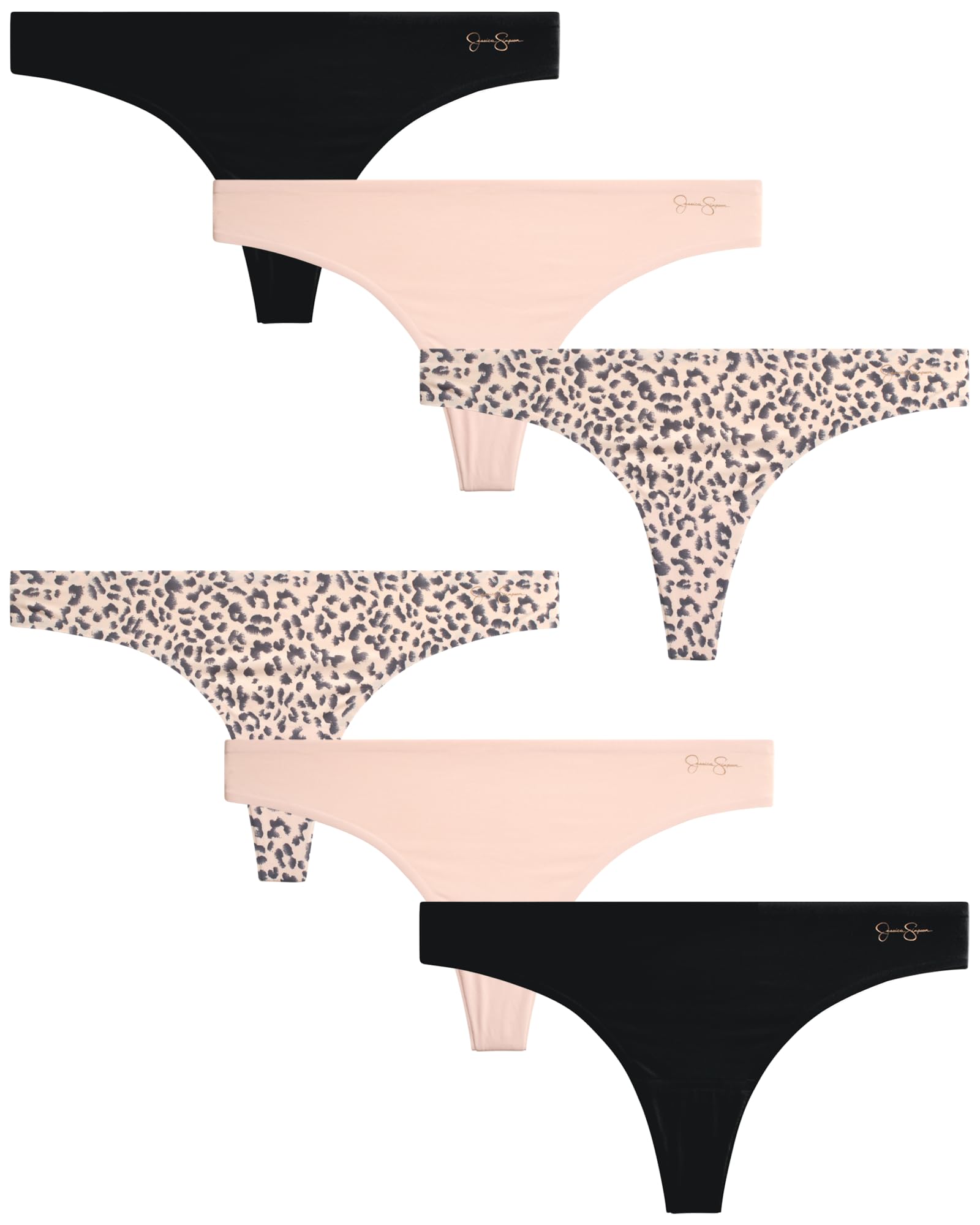 Jessica Simpson Tanga da Donna Traspirante, Mutandine da Donna, in Morbida Microfibra Elasticizzata, Tanga, Confezione da 3
