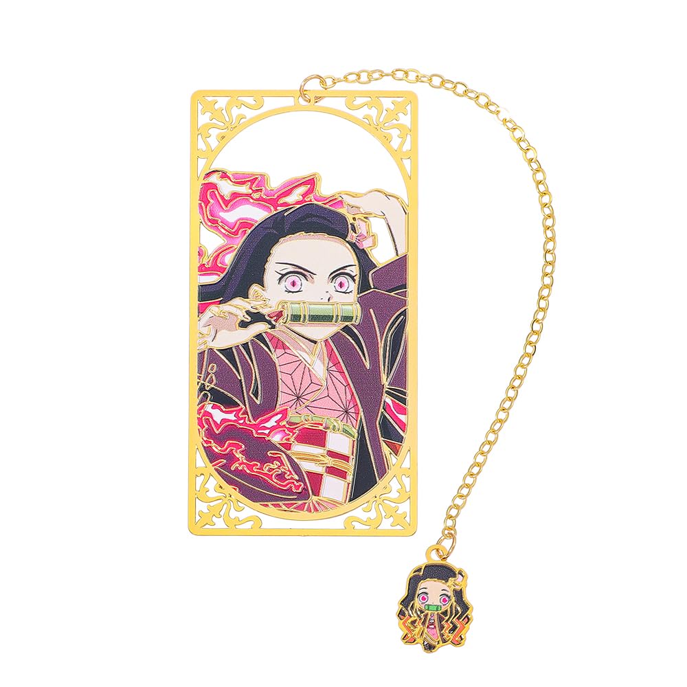 Demon Kamado Bookmark Page Mark, Anime Tanjiron Zenitsu Giyuu Kyoujurou Figure Reading Tool, Stationery Gifts for Reading Lovers Bookworm (Style E)