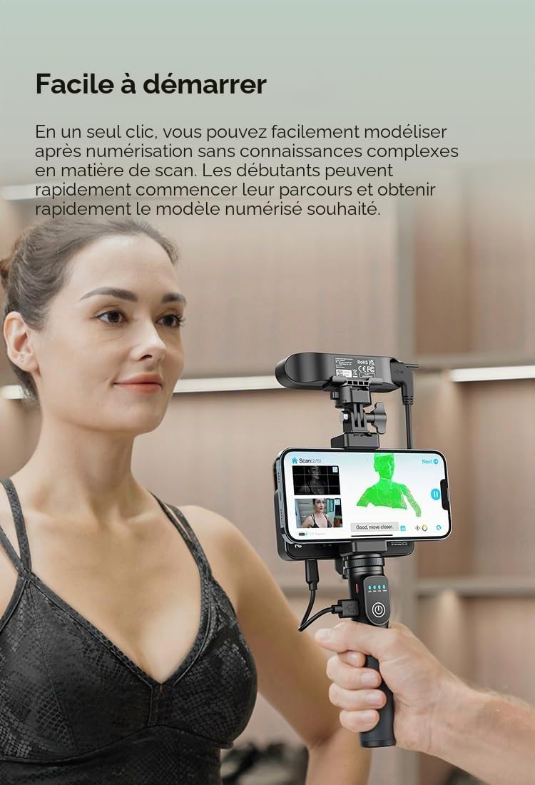 Creality CR-Scan Ferret Pro Scanner 3D pour impression 3D, précision de 0,1 mm, numérisation sans fil via WiFi 6, anti-secousse, numérisation couleur 24 bits, prend en charge Mac, iOS, Win et Android