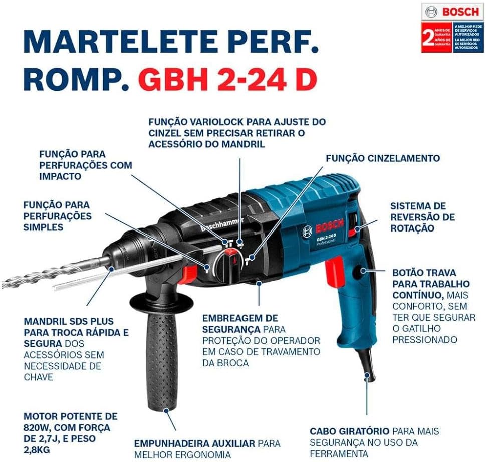 Guia Atualizado Bosch Martelete Gbh 2-24D 820W 127V Com Maleta 3