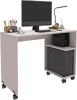 Escrivaninha Beauty Mesa Computador Notebook Nicho Para Gabinete E Rodízios (Branco)