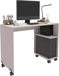 Escrivaninha Beauty Mesa Computador Notebook Nicho Para Gabinete E Rodízios (Branco)