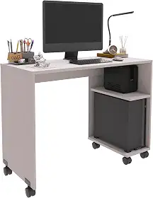 Escrivaninha Beauty Mesa Computador Notebook Nicho Para Gabinete E Rodízios (Branco)