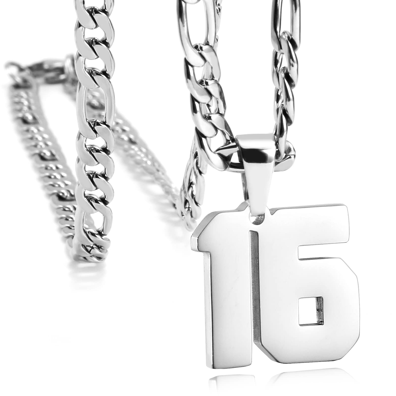 MIMITLTY Personalized Jersey Number Necklaces for Mens,Athletes Stainless Steel Sport Number Pendant Chain for Mens Baseball/Basketball/Football Team