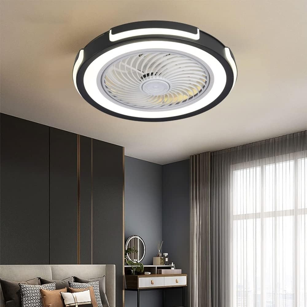 HXYSXHJUO Ceiling fan light LED Invisible Lighting Mute Remote Control Dimmable Bedroom Dining Room Kitchen Fan Lights 50CM Black/Gray/White (