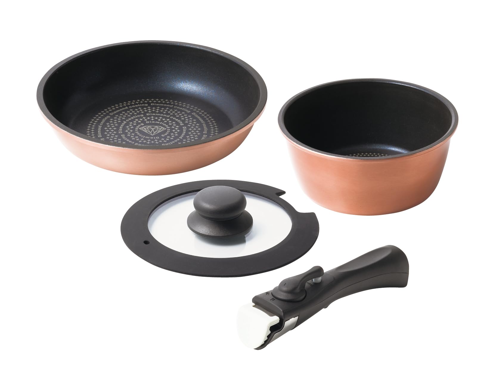 KUKUNA KITCHEN ダイヤモンドコート鍋フライパン7点セット Amazon | [KUKUNA ククナ] ダイヤモンドコート着脱4点セットA