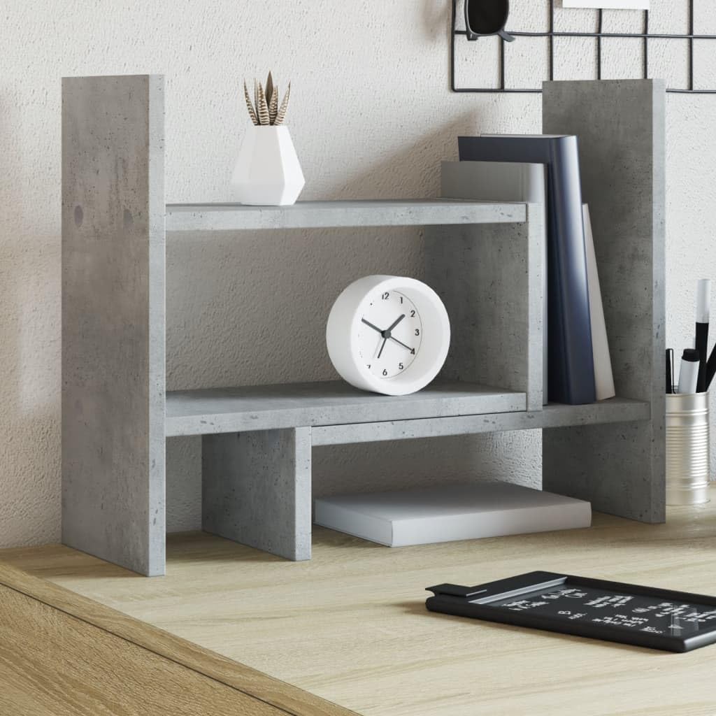 vidaXL Schreibtisch Organizer, Tischorganizer DIY Drehbar Verstellbar, Regal Bücherregal für Büro Zuhause, Schreibtischregal Büro-Organizer, Betongrau Holzwerkstoff