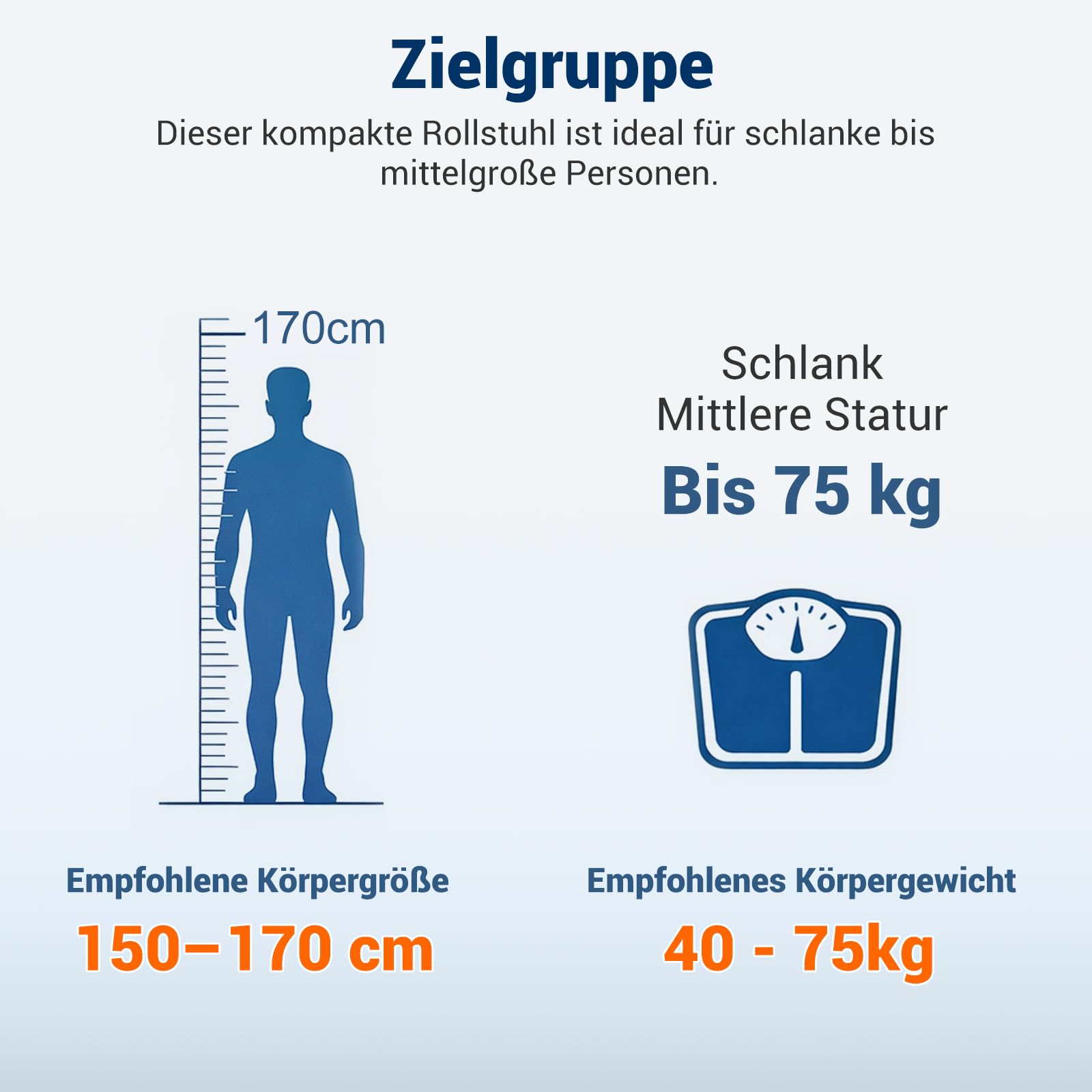 Care-parents Sedia a rotelle pieghevole leggera, 10,5 kg, larghezza della seduta 41 cm, sedia a rotelle da viaggio con asta estensibile, sedia a rotelle da trasporto sottile per appartamento, compatta