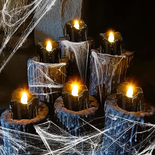 Charfia 12 Stück Schwarze LED Teelichter, Teelichter LED Teelicht...