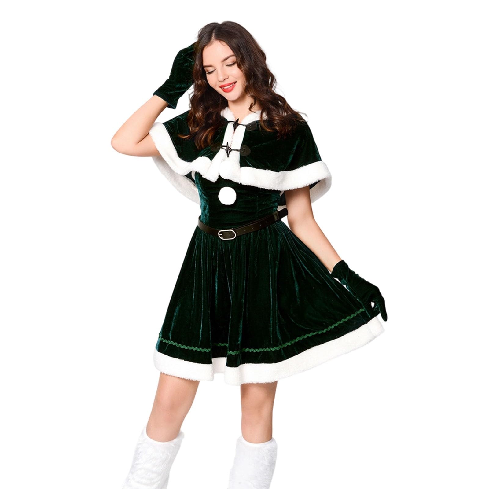 Generico Costume Natale Donna, Vestiti Natalizi Donna,Elegante Costume per Festa Spettacolo Evento Formale Vestito con