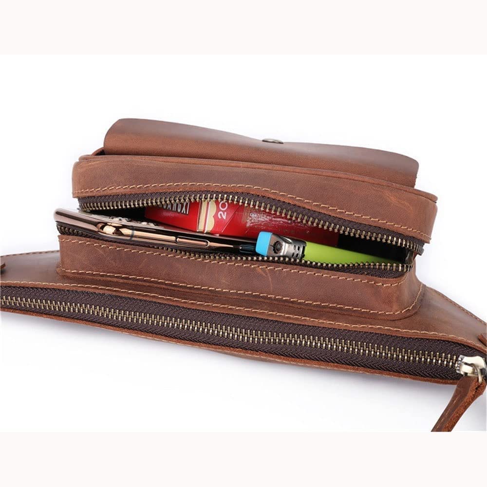 Skórzana Męska Torba Typu Crossbody Na Co Dzień, Podróżna, Etui Na Papierosy, Torba Podróżna Na Pas, Męska,Brown-35 * 14 * 7cm