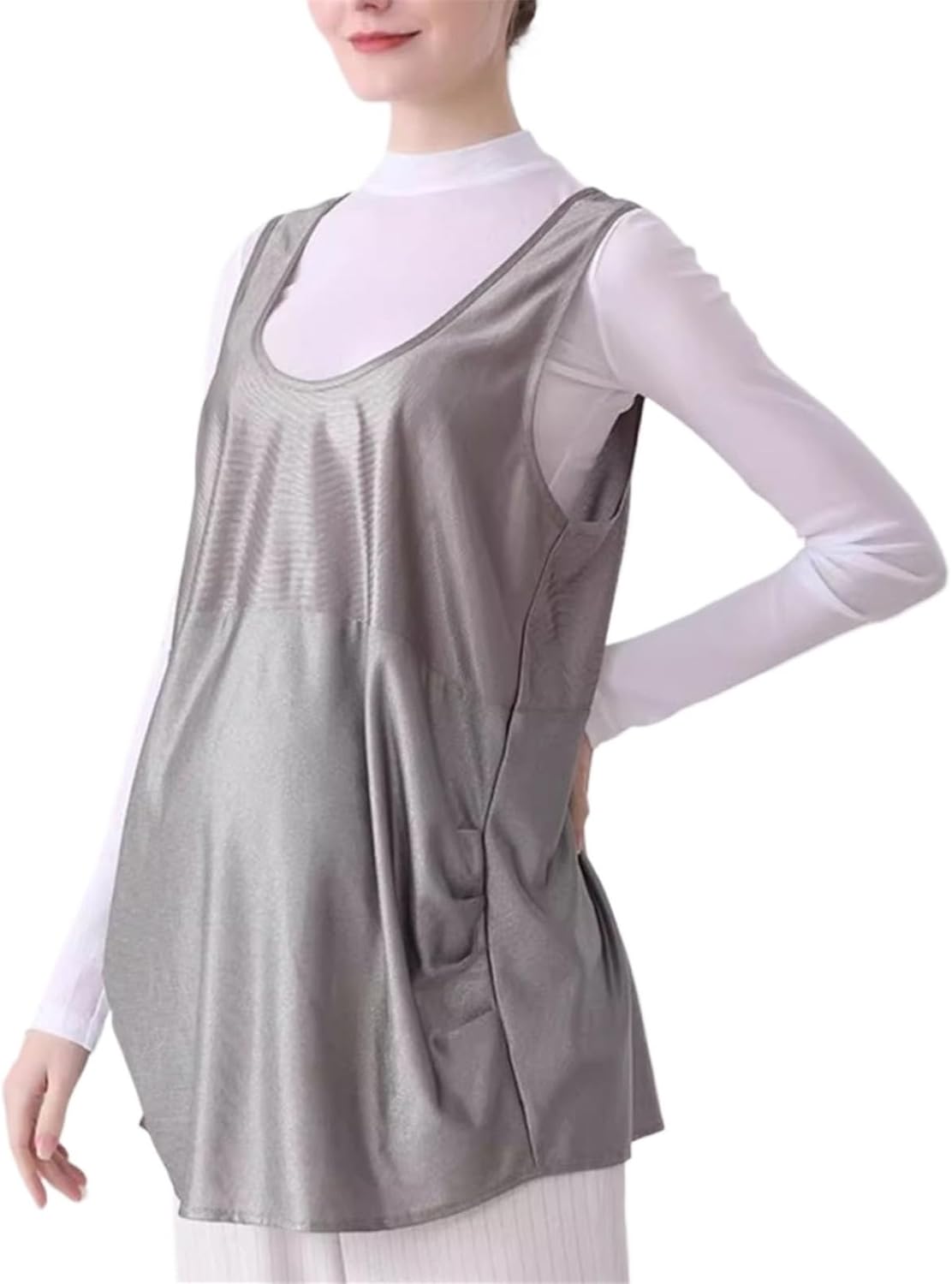 EMF Radiation Blocking Dresses Maternity Protection Tanks Vest Side Ruched Pregnancy Shirts Adjusted Shoulder Straps