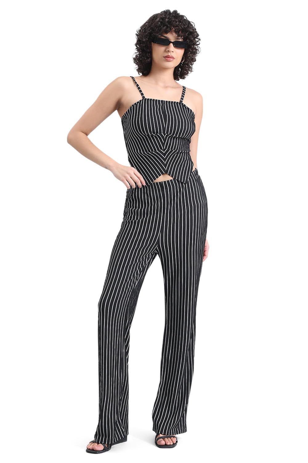 showoffff Edition Women's Striped Black Top and Trouser Co-Ords Set-CHN-3671_Black-P-picture-41