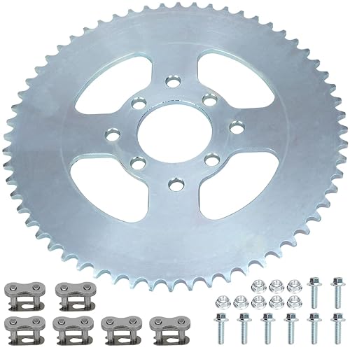 YOXUFA Cadena 4041420 con dientes 60T, diámetro de 2-18 pulgadas, piñón de tracción trasera de 8 agujeros con eslabón maestro para carrito Go Kart