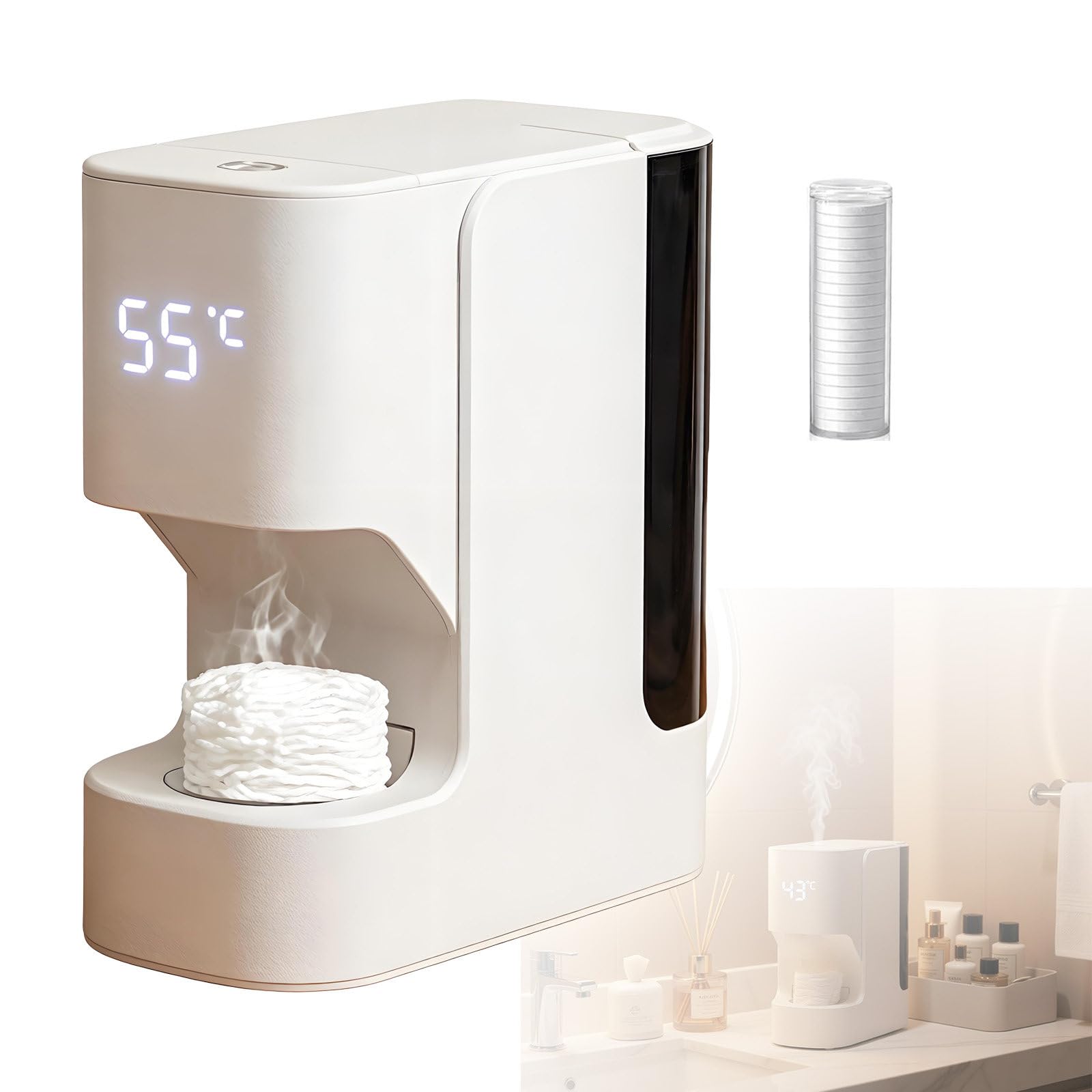 DzkZen Hot Face Towel Heater Machine, Disposable Towel Heater, Towel Warmer For Facials, 55°C Constant Temperature, 5-Second Warmth, Smart Voice Alerts with20towels