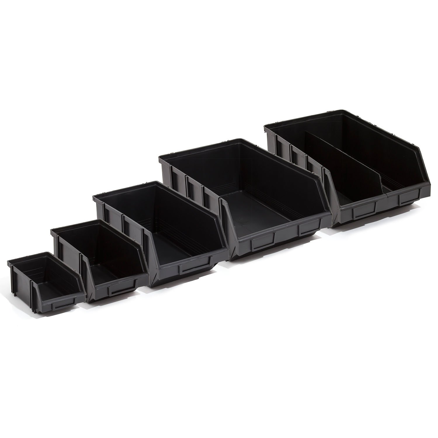 Set 50 box contenitori di stoccaggio sovrapponibili Modulbox 35 x 21 x 16 cm, mis.3 colore: nero