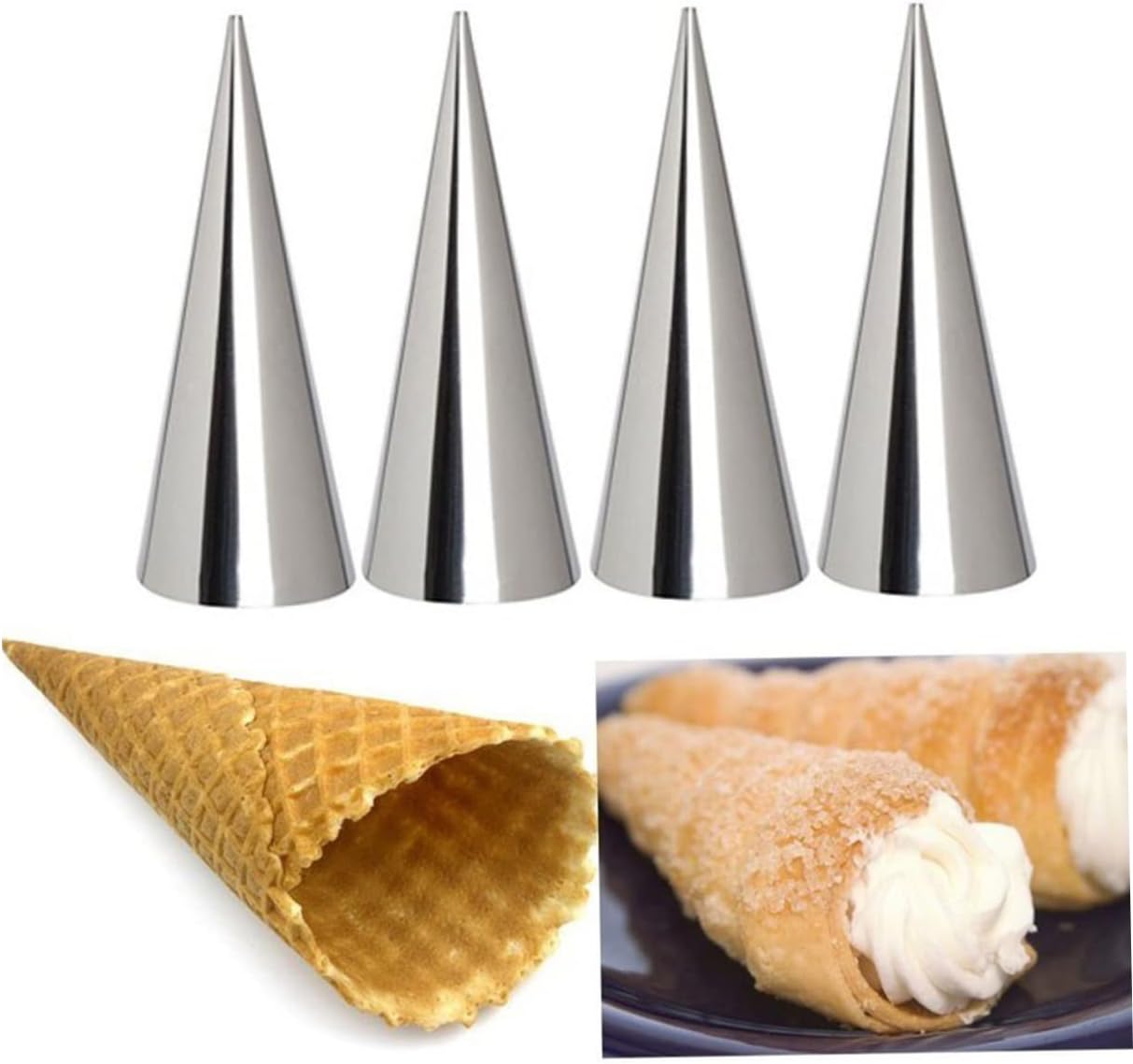 LABRIMP16pcs Cannoli Tube Non Stick Croissant Mould Ice Cream Cannoli Horn Mold Bread Cone Mold Cake Pops Mold Baking Cones Cake Mold Pastry Horn Molds Tool Pyramid Miss Stainless Steel