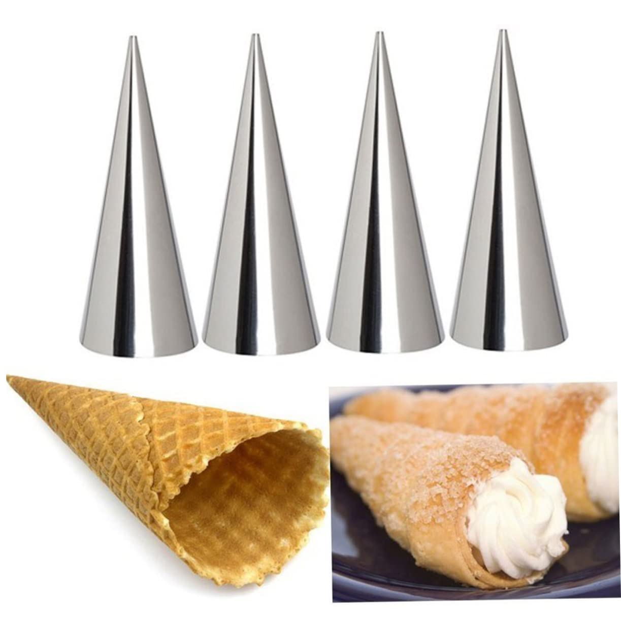 LABRIMP16pcs Cannoli Tube Non Stick Croissant Mould Ice Cream Cannoli Horn Mold Bread Cone Mold Cake Pops Mold Baking Cones Cake Mold Pastry Horn Molds Tool Pyramid Miss Stainless Steel