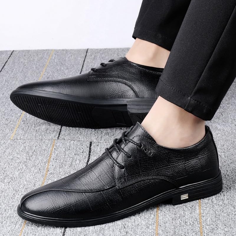 Men's Classic Lace Up Formal Oxfords Shoes Fashion Casual Pointed Toe Low Top Leather Dress Shoes Height Increasing Non-Slip Softsole Walking Oxford Shoes2