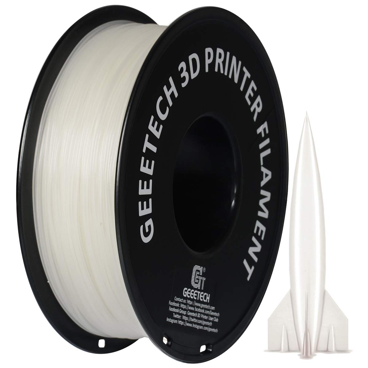 Filamento PLA 1,75 mm Blu Chiaro Glow In the Dark, Fluorescenza Blu In Assenza di luce, GEEETECH Stampante 3D Filamento PLA 1 kg bobina