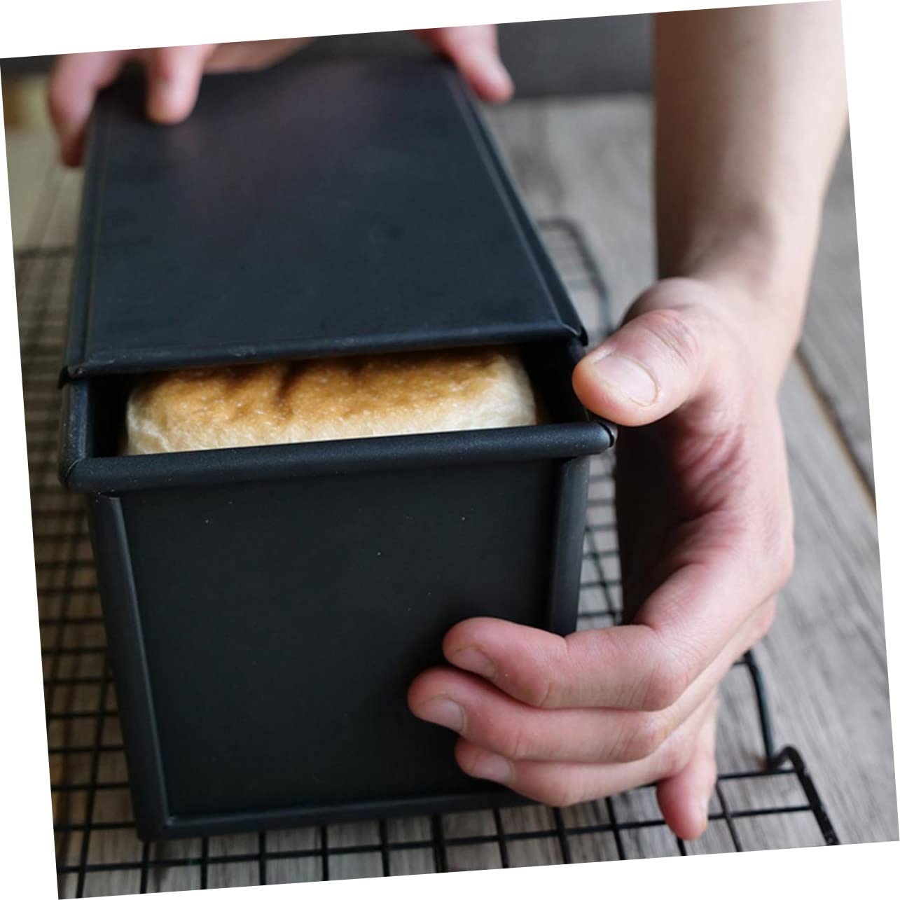 Alipis Molde para Pan de 1000g Negro de Metal con Tapa para Hornear en Casa y Cocina con Excelente Conducción de Calor