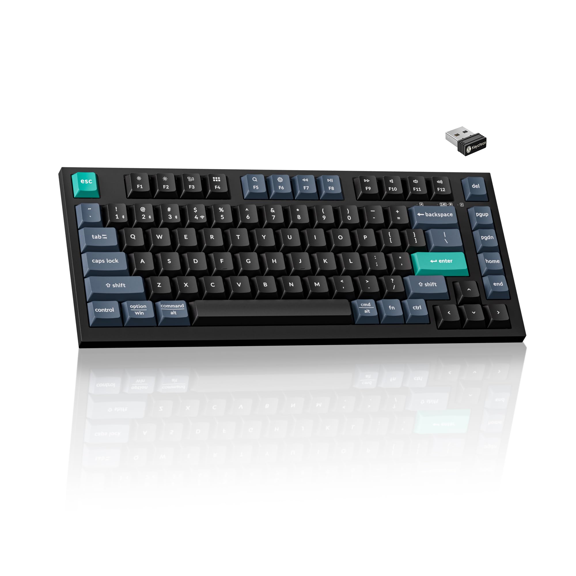 Keychron B31 Wireless Silent Keyboard, 75% Layout Quiet Typing Custom Programmable, 2.4 GHz/Bluetooth/Wired Ergonomic Support Compatible for Mac Windows Linux - Deep Black