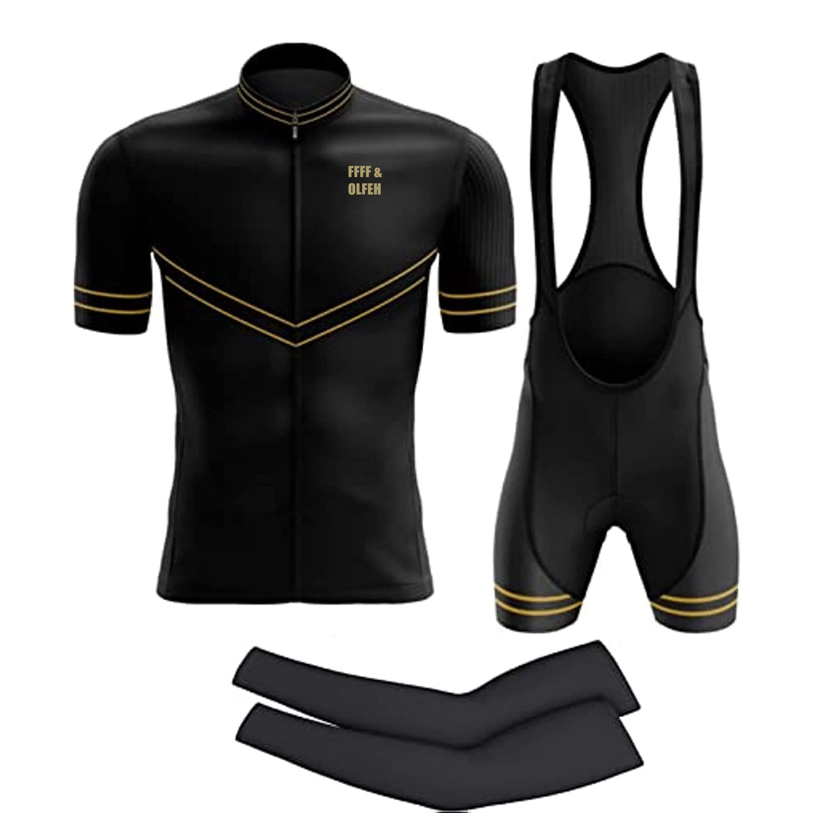 FFFF & OLFEH Hommes World Tour Team Maillot Cyclisme Ensemble, Maillot Cyclisme Homme Manche Courte Tenue de Velo, avec 3D Gel Coussin Solide, Léger Respirant Séchage Tee Shirt Cuissarde