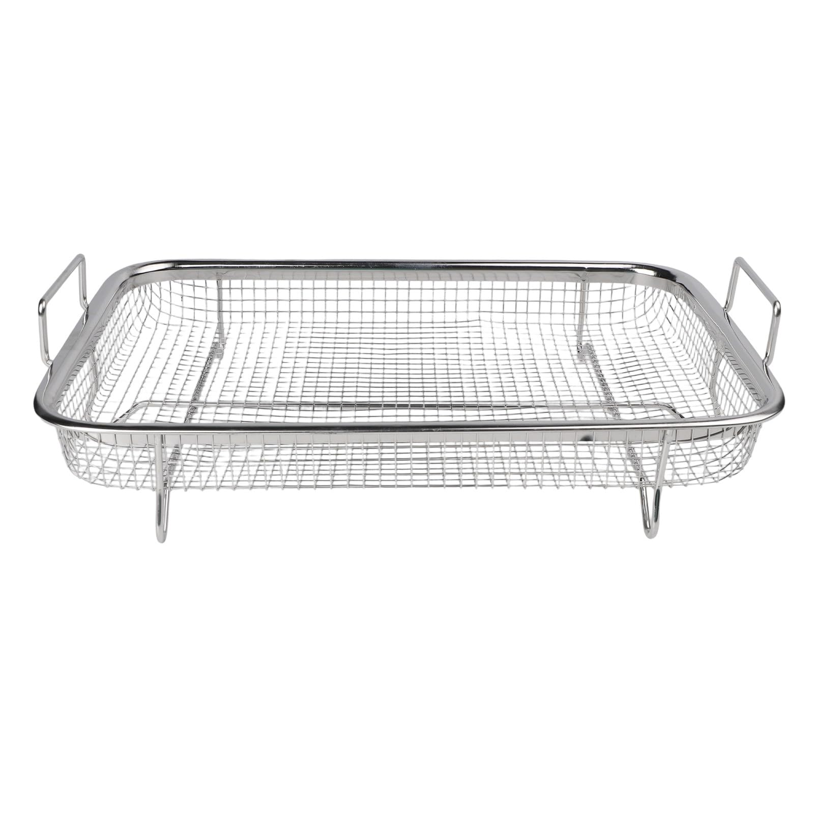 URPIZY for Stainless Steel Grill Basket with Handle, Fine Mesh BBQ Grilling Tray Vegetables Seafood, Rust Resistant Baking Cage Outdoor Barbecue