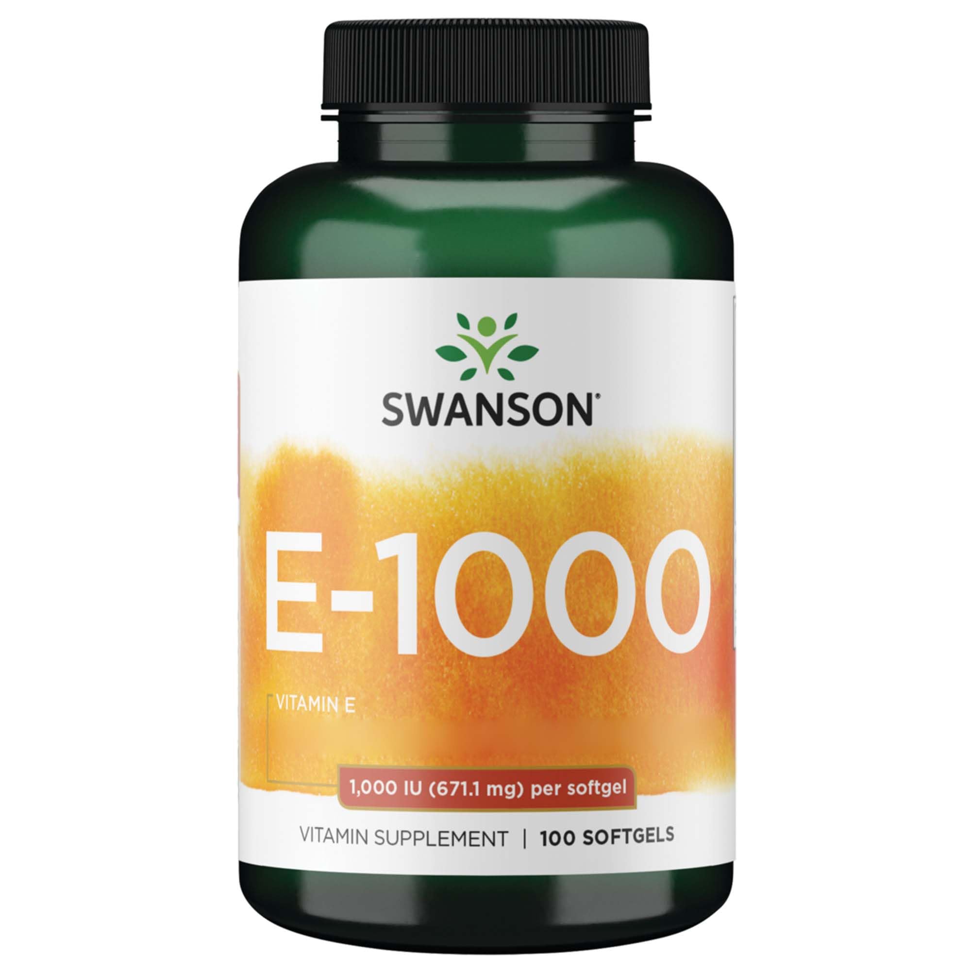 Swanson, Natural E-1000, 100 Softgels, 1000IU Vitamin E je Dosis, Glutenfrei, GMO frei, Geschmacksneutral