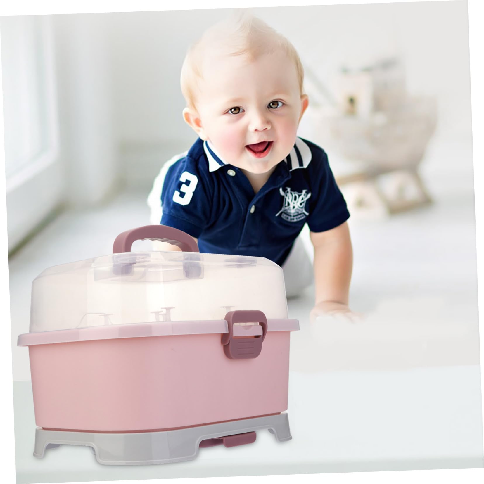 ORFOFE Aufbewahrungsbox für Babyflaschen aus Pp mit Ausreichend Stauraum und Tragbar für Zuhause und Unterwegs zur Hygienischen Aufbewahrung von Milchpulverdosen und Schnullern