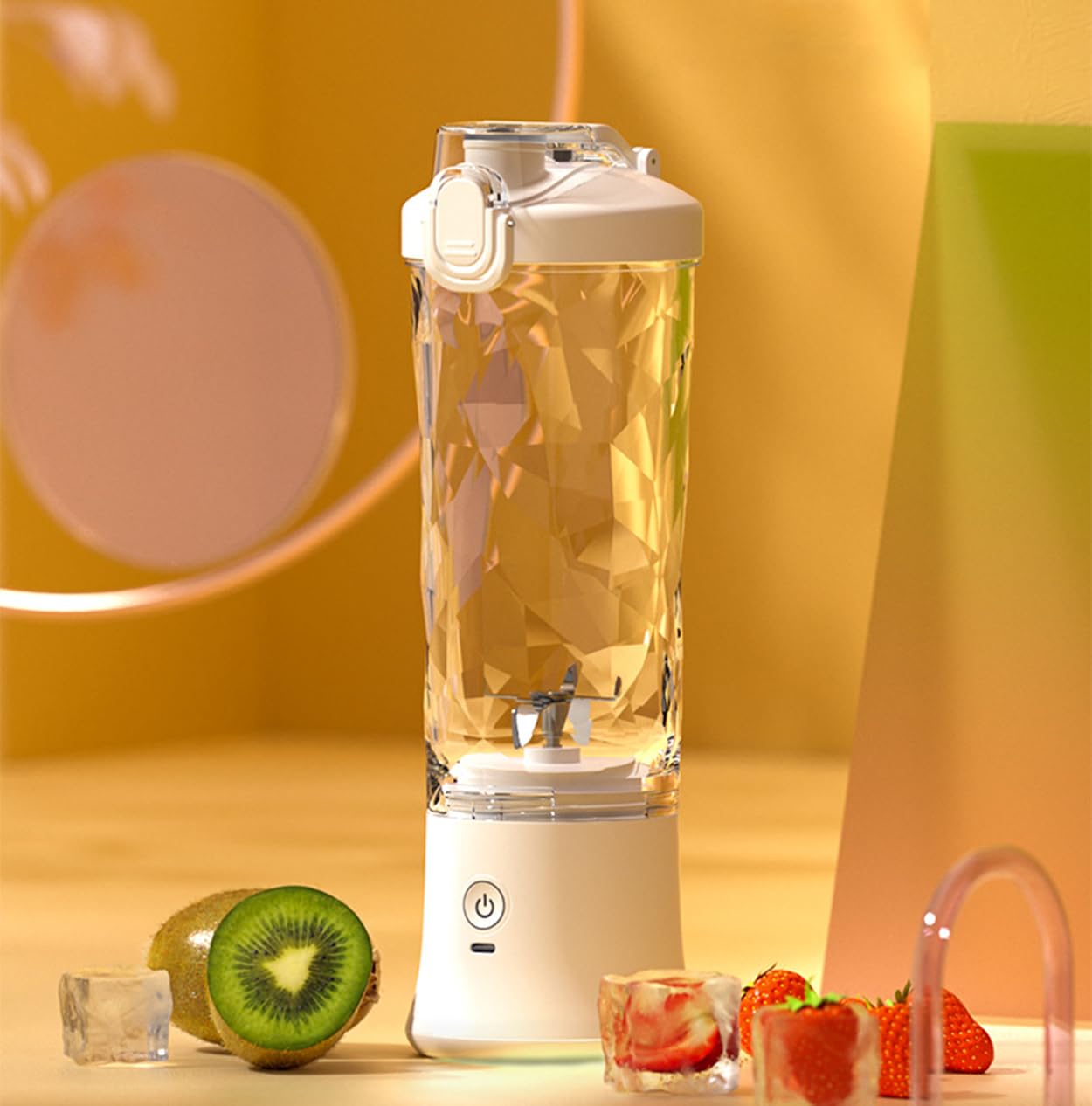 Frullatore Portatile USB Meichoon - 600ml, 6 Lame, Batteria 4000mAh, Bianco - Foto 4