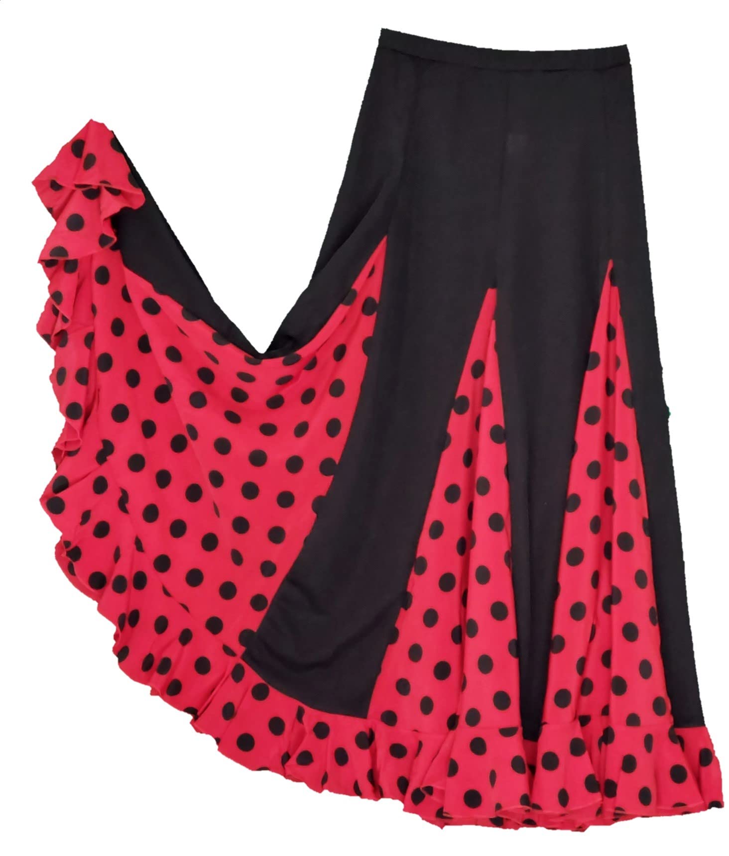Jupe de Danse Flamenco Noire Rouge à Pois