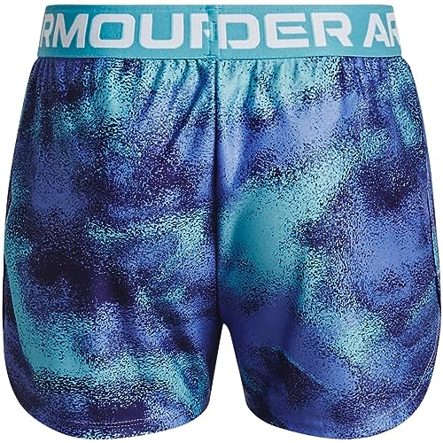 Under Armour Girl's Play Up Printed Shorts (Big Kids) Baja Blue/Sonar Blue/White LG (14-16 Big Kid)2