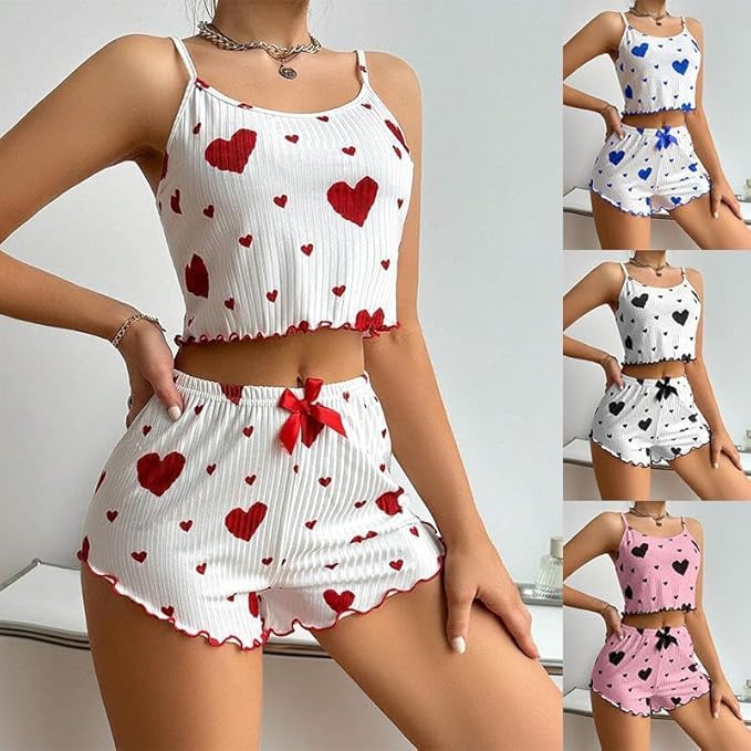 Image of UNITRUST Women's Babydoll Lingerie Set with Boyshorts Panty, Cotton Blend, Multi-Colour, Red, Free Size (30-36 Inches), 76-91 cm, Adjustable Straps
