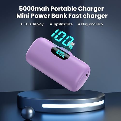 Miniatura 5 de Mini cargador portátil de 5000 mAh, batería portátil de 15 W PD USB C, pantalla LCD, batería compatible con teléfono Android, Samsung Galaxy S22,