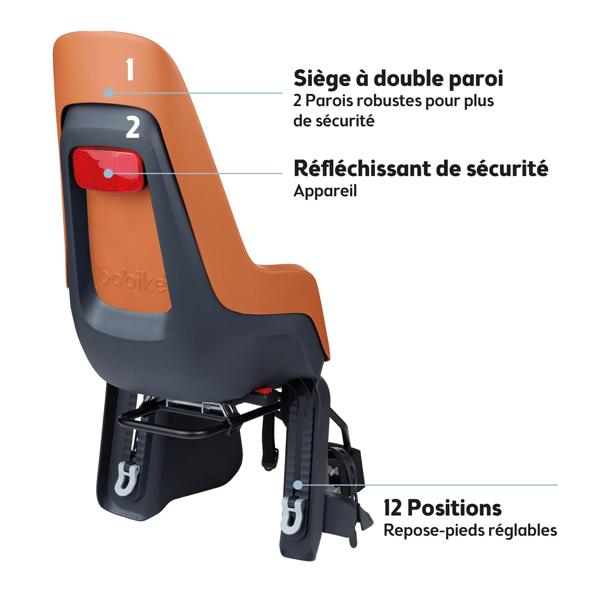 BOBIKE 8012200019 - Siège arrière One Maxi avec système 1P&E-BD pour vélo avec Roues de 26” à 29'' avec Fixation sur Le Tube de Direction et Le Porte-Bagages en Couleur Marron Chocolat