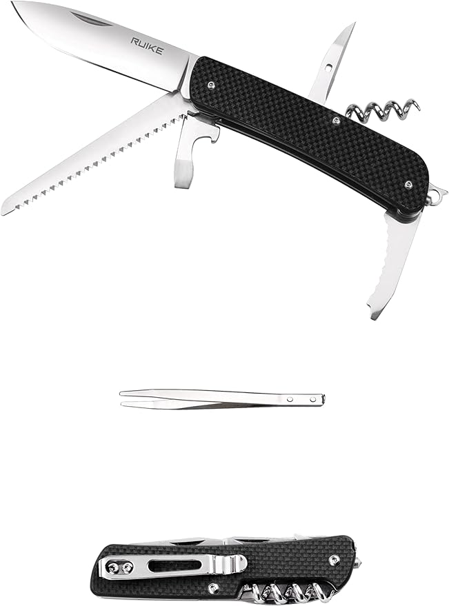 Ruike Small Camping Knife Kit Multitools 15 in1 EDC Folding Tactical