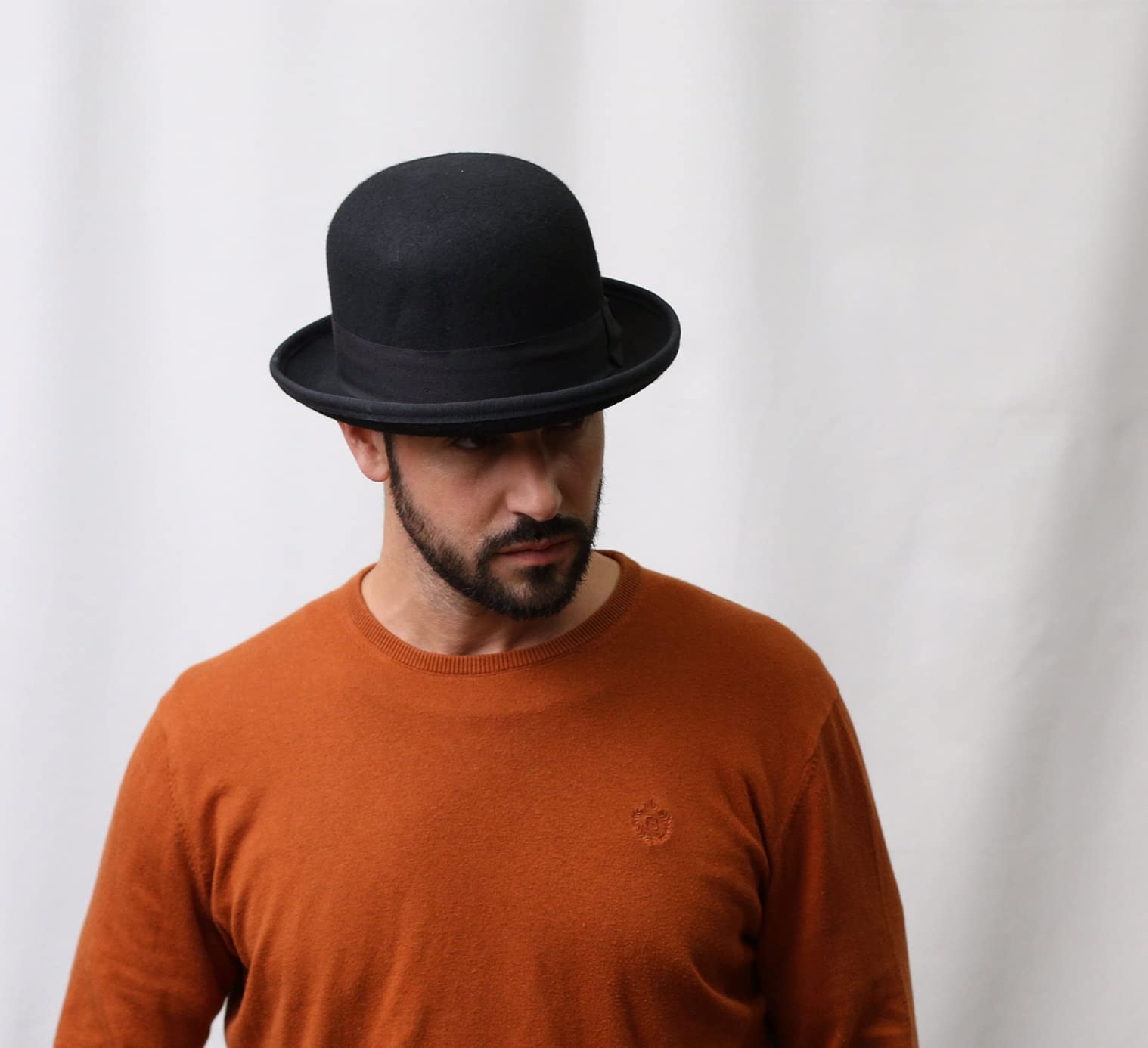 Classic Italy - Chapeau Melon Feutre Homme ou Femme Classic Melon - Taille 58 cm - Noir