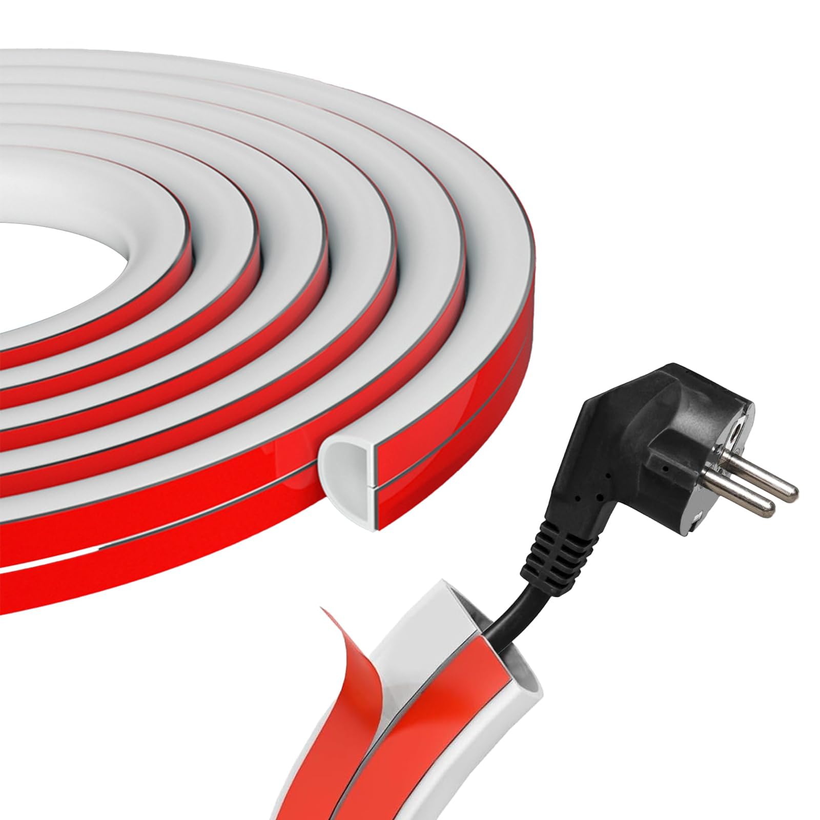 3M Self Adhesive PVC Mini Cable Trunking, Flexible Half Round Cord Cover for Single Cable Tidy, TV Wires and Cable Management System in Home Office, Paintable White, Size 15mmx10mm