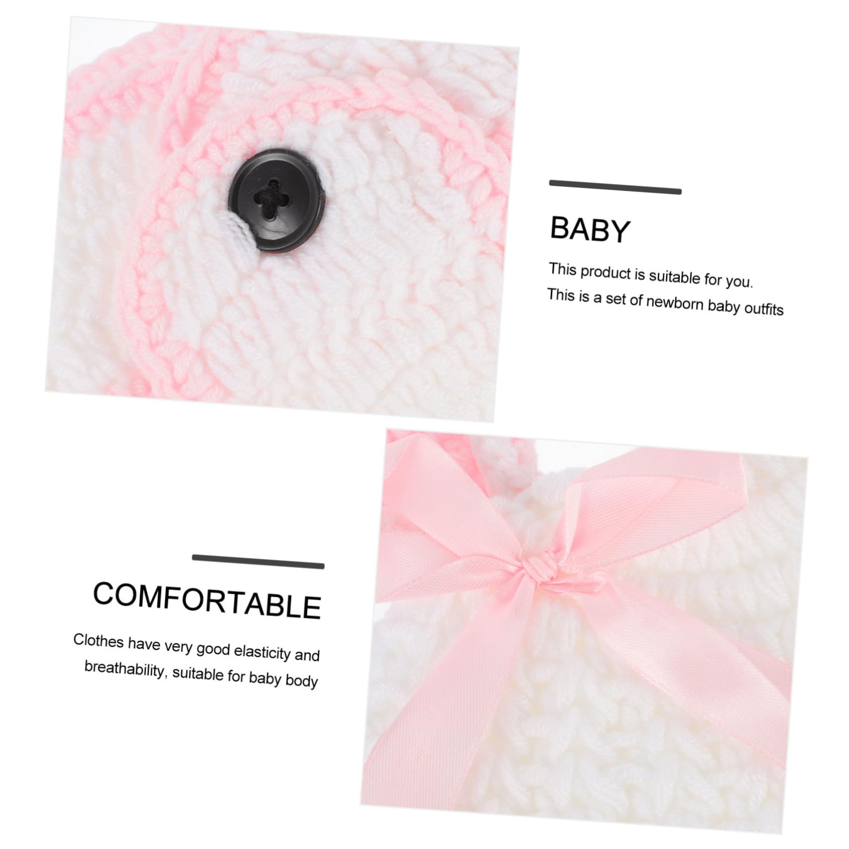 BESTonZON 4 Ensembles Costume de style lapin accessoires nourrisson trousse mignon déguisement enfant tenue de photos de photo nouveau-née séance photo de vêtements nouveau-nés fil