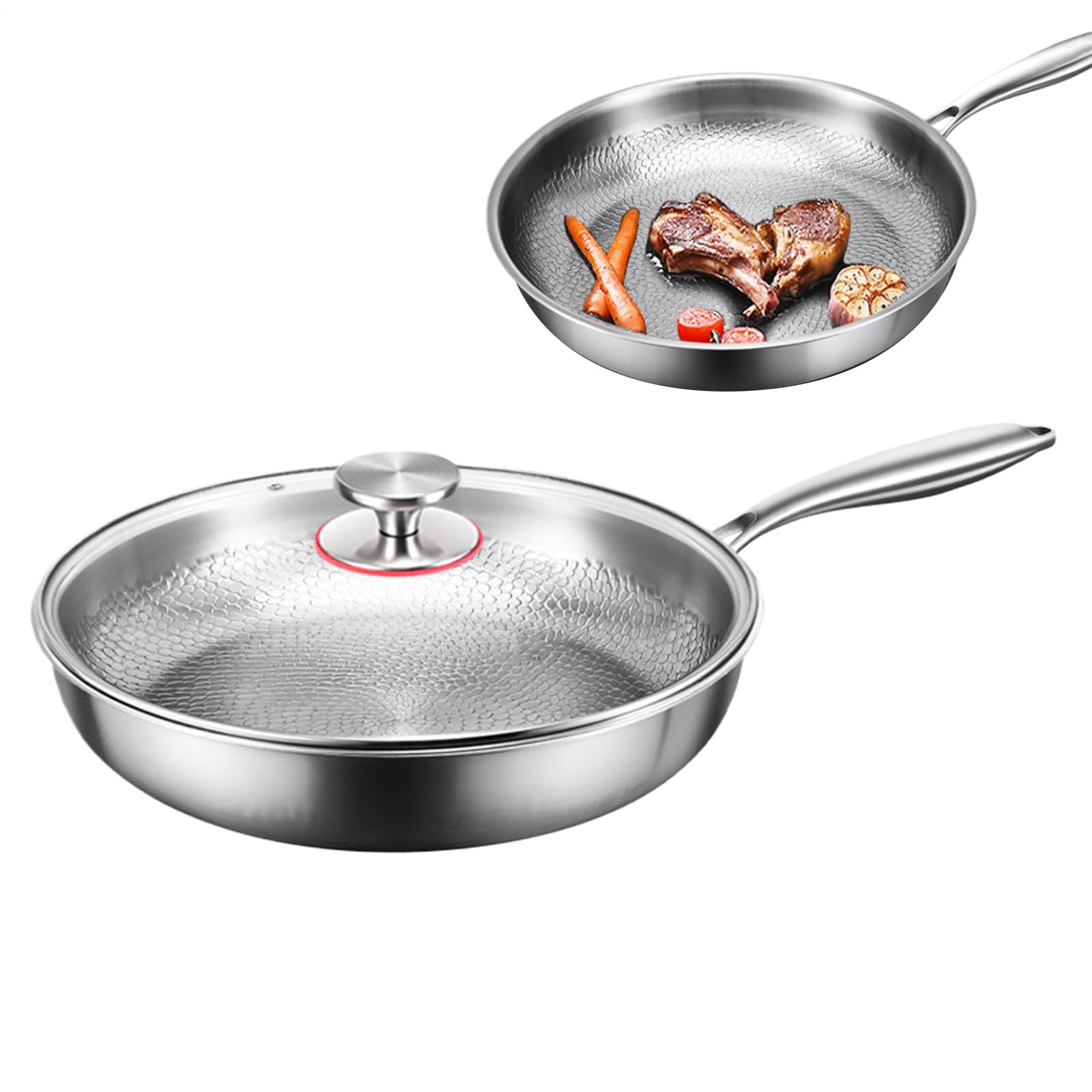 Antihaft- Vielseitige Kratzfeste | Sauteusendeckel zum Backen, Anbraten, Grillen, für Induktionskochfeld, Elektroherd, Camping, Outdoor-Kochen und Küche