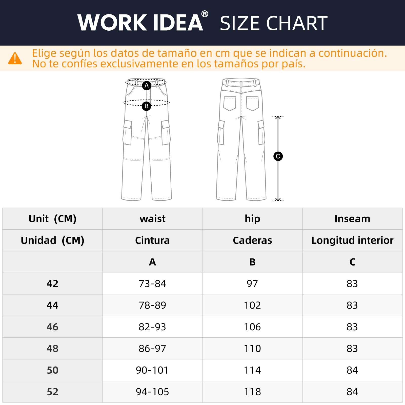 WORK IDEA Pantalón de Senderismo para Mujer, Ajuste Slim elástico, Impermeable, Adecuado para Actividades al Aire Libre