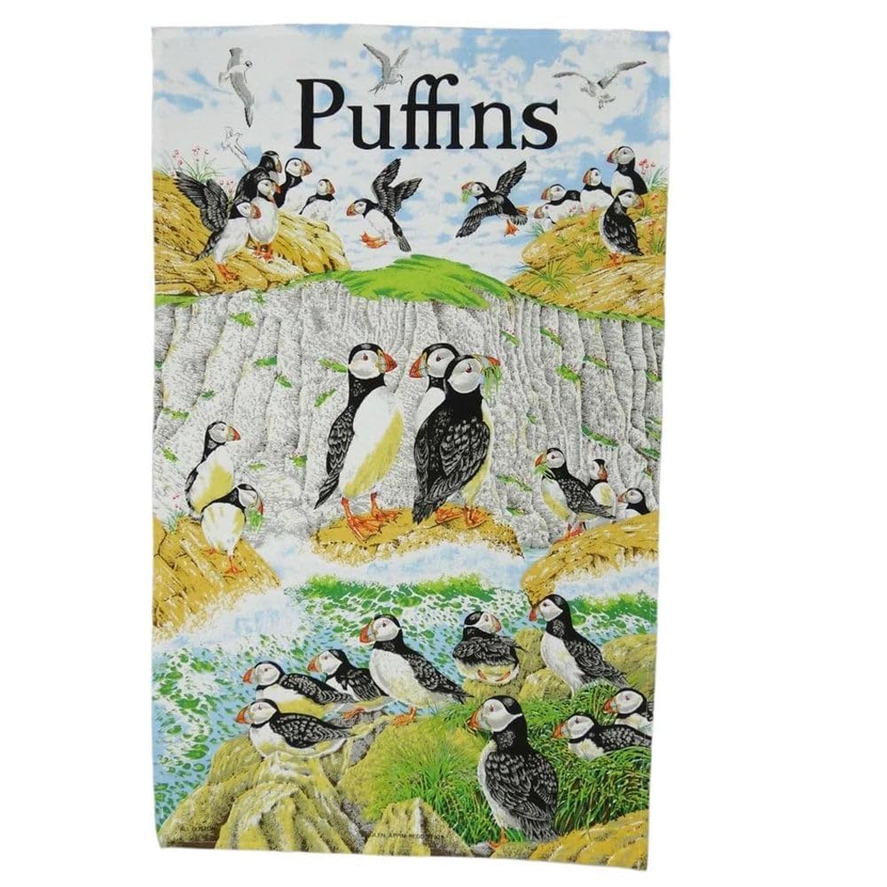 Highland Tweed 100% Cotton Scottish Puffins Tea Towel TT0928