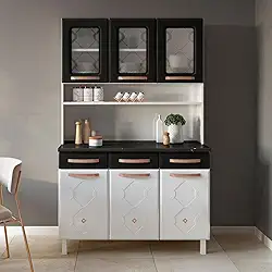 Armário de Cozinha em Aço Triplo 6 Portas 3 Gavetas Mirage New Telasul Branco/preto
