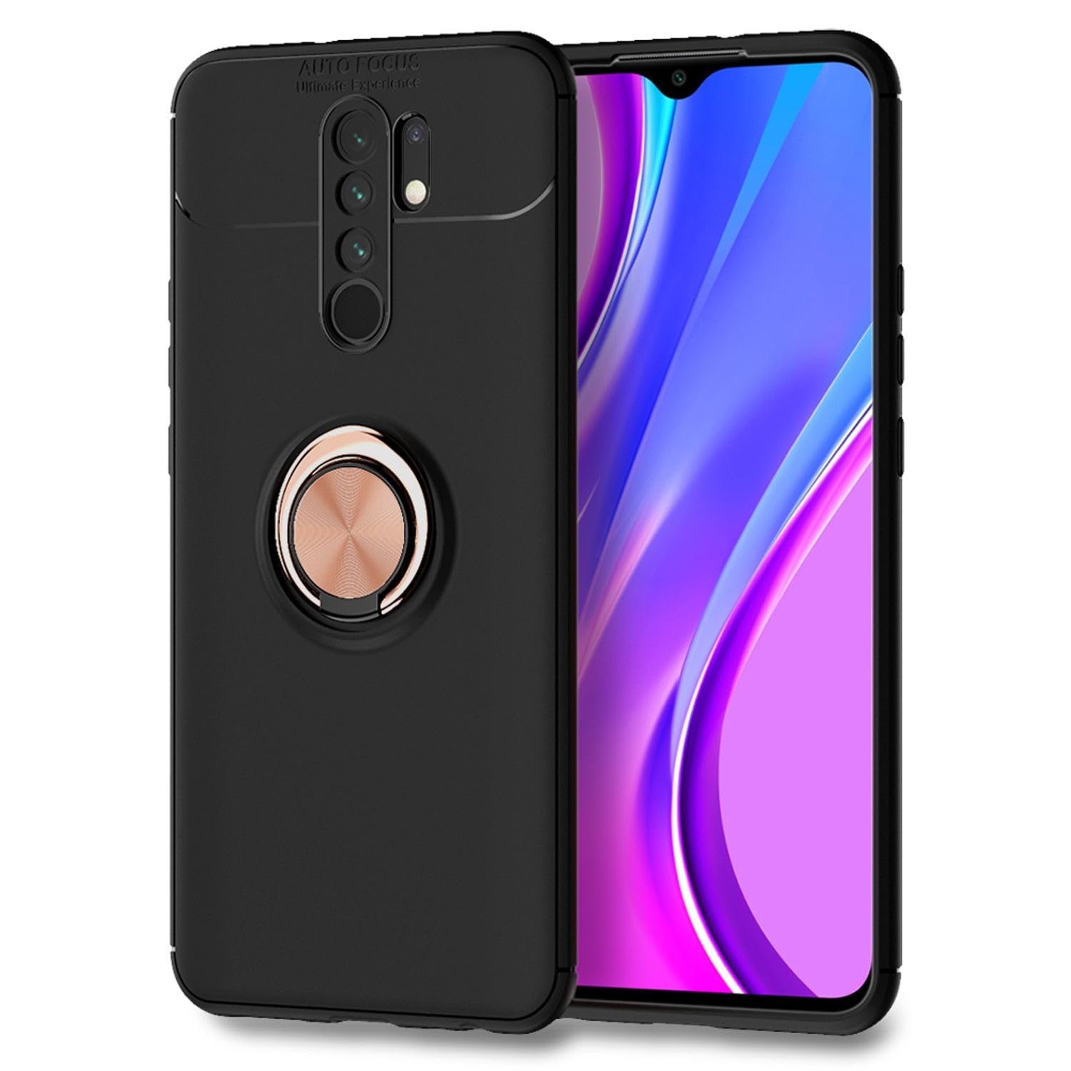 NALIA Ring Cover compatibile con Samsung Galaxy S20 Plus Custodia, Silicone Case con Anello Girevole 360-Gradi Rotazione Supporto Magnetico Auto, Protettiva Kickstand Copertura, Colore:Nero