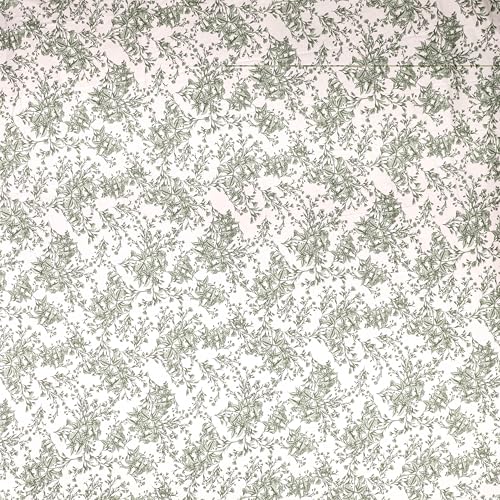 Image of LINENWALAS Cotton Sheer Curtains for Window - Light Filtering 5 Feet Set of 2, Aesthetic Cafe Curtain Floral Printed Drapes with Grommet Hanging - (L 5FT x W 4.5FT, Green Botanical)