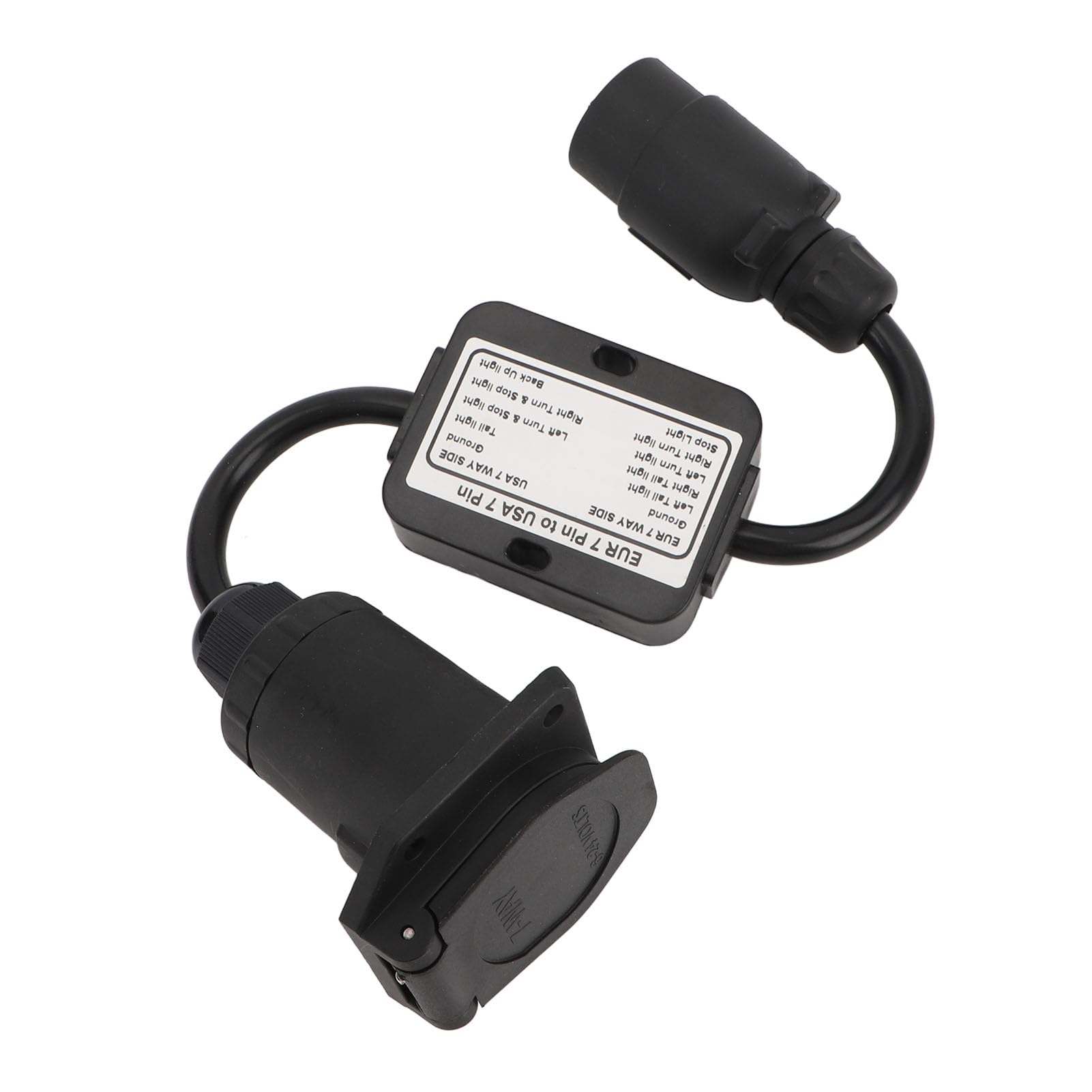 Adaptateur de Prise de Remorque, Adaptateur de Connecteur de Prise EU 7 Broches vers US 7 Broches, avec Convertisseur de Système 3 à 2 Convertisseur de Lumière de Remorque Plug And Play pour Caravane