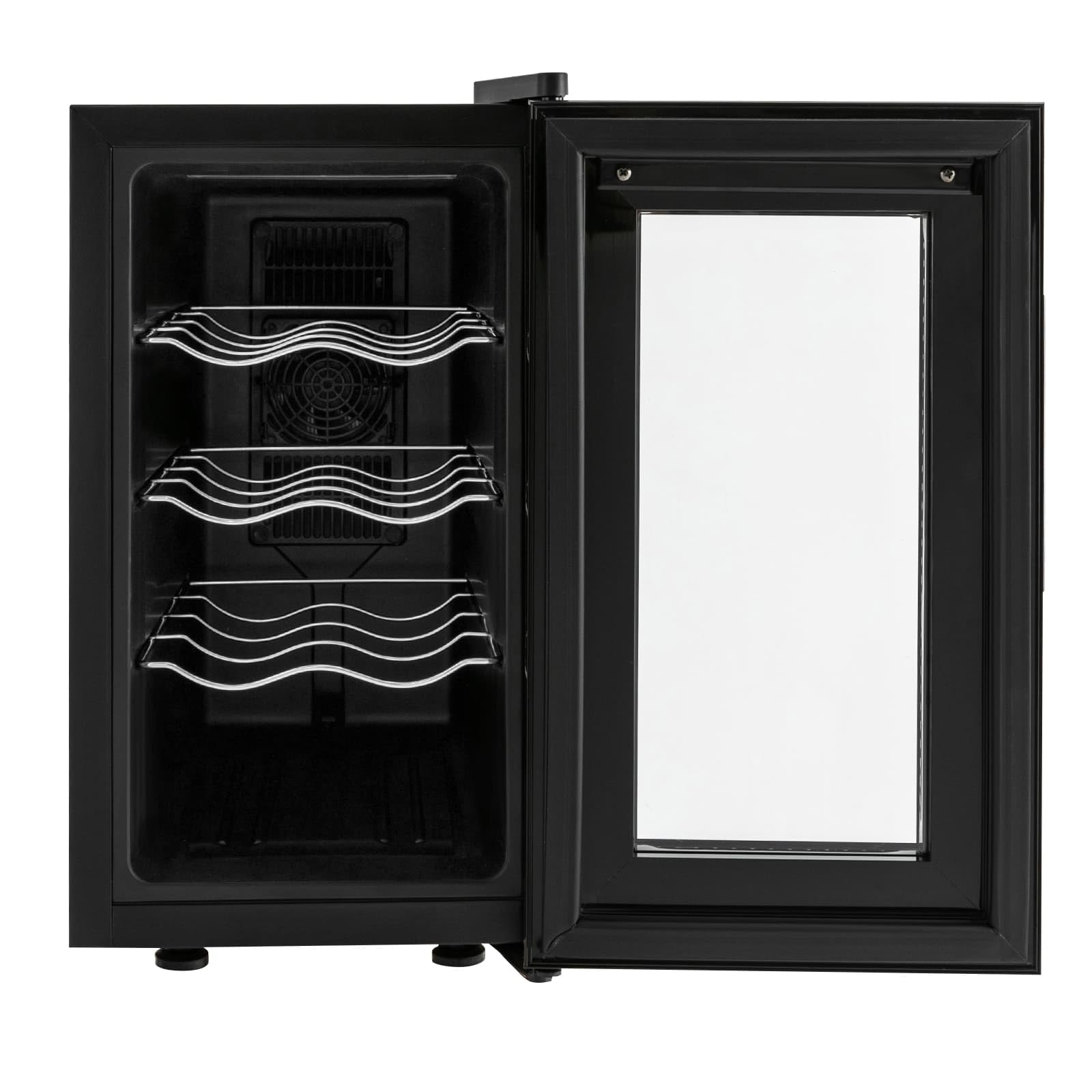 Frigorifero autoportante da 23 l, frigorifero per bevande, 8 bottiglie, piccolo frigorifero per bottiglie di vino, illuminazione a LED con porta in vetro per soda, birra, vino